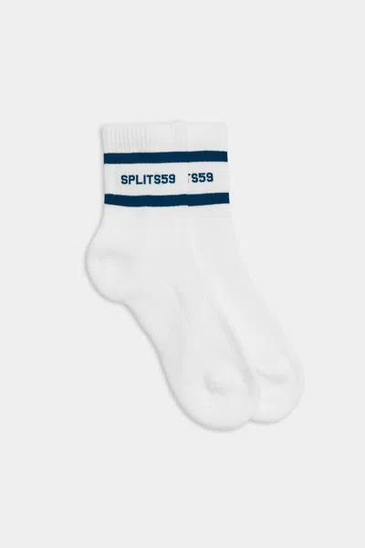 Splits59 Logo Stripe Quarter Socks In White