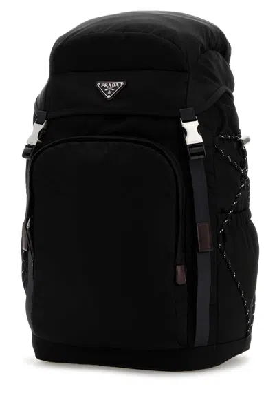 Prada Black Canvas Backpack In Black