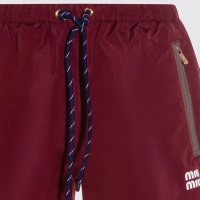 Miu Miu Drawstring Shorts In Burgundy