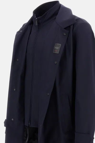 Fay Morning Coat In Jersey Stretch In Blue