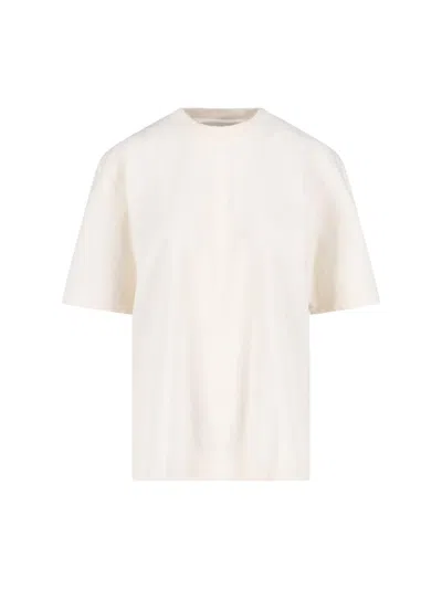 Golden Goose White Crewneck Rhinestoned T-shirt With Print On The Rear In Cotton Woman In White