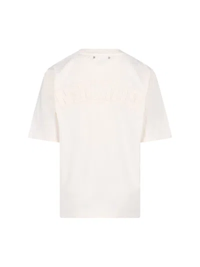Golden Goose White Crewneck Rhinestoned T-shirt With Print On The Rear In Cotton Woman In White