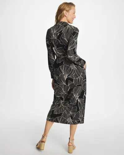 Chico's Printed Knit Shirtdress In Black