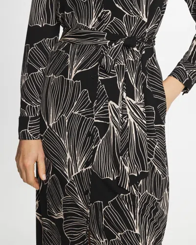 Chico's Printed Knit Shirtdress In Black