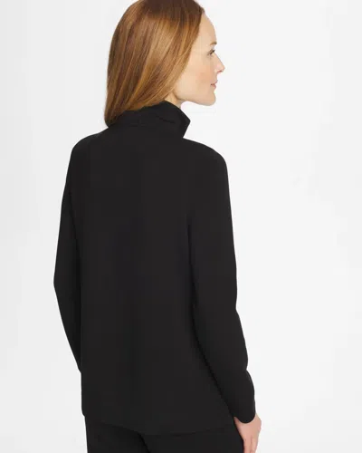 Chico's Soft Contrast Half Zip Pullover In Black In Black