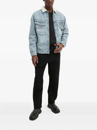 G-star Raw Patch-pocket Collared Jacket In Blue