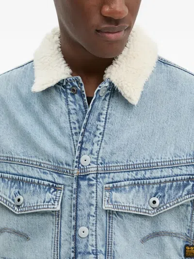 G-star Raw Patch-pocket Collared Jacket In Blue