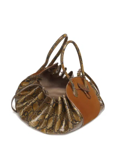 Marni Large Python-print Shoulder Bag In Brown