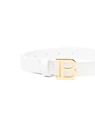 Balmain Logo-buckle Belt In White