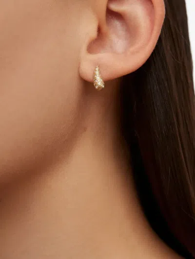 Yvonne Léon Python Diamond Stud Earrings In Gold