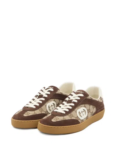 Gucci Men G75 Low-top Supreme Gg Fabric And Suede Sneakers In Multi