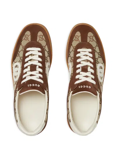 Gucci Men G75 Low-top Supreme Gg Fabric And Suede Sneakers In Multi