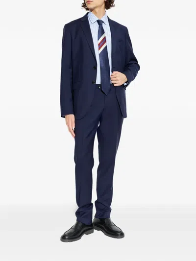 Etro Single-breasted Wool Suit In Blue