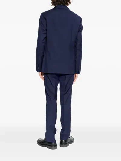 Etro Single-breasted Wool Suit In Blue