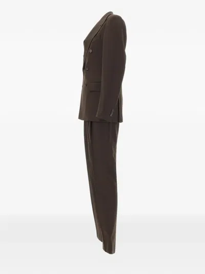 Corneliani Double-breasted Peak-lapel Suit In Brown