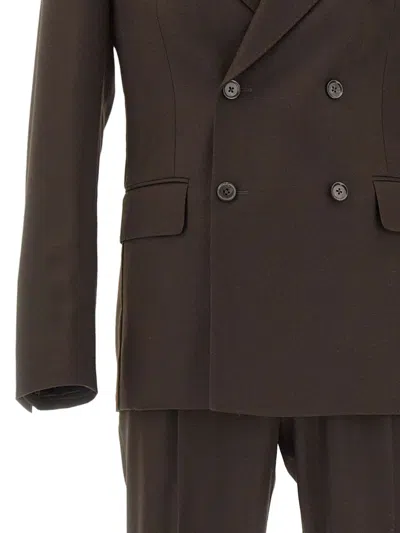 Corneliani Double-breasted Peak-lapel Suit In Brown