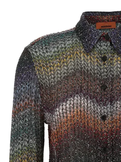 Missoni Sequin-embellished Zigzag Metallic-knit Shirt In Multi