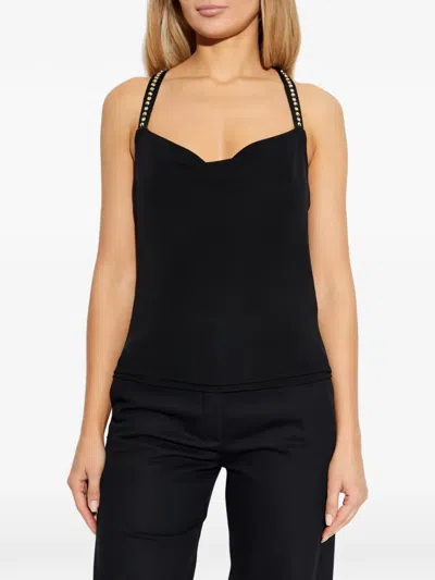 Versace Embellished-strap Top In Black