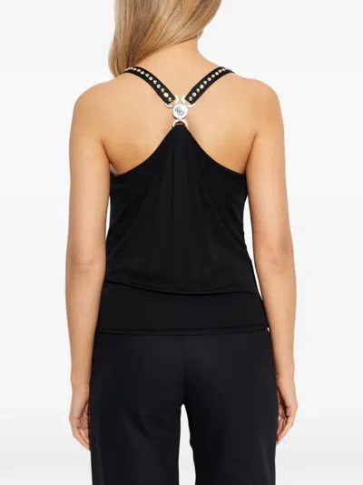 Versace Embellished-strap Top In Black