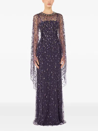 Jenny Packham Hestia Embellished Maxi Dress In Purple