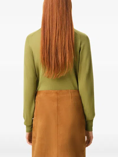 Ami Alexandre Mattiussi Green Wool Crewneck Ami De Coeur Cardigan Green In Gold