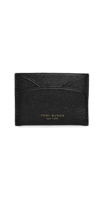 Tory Burch Womens Black Romy Flat Foil-print Leather Card Holder In Black