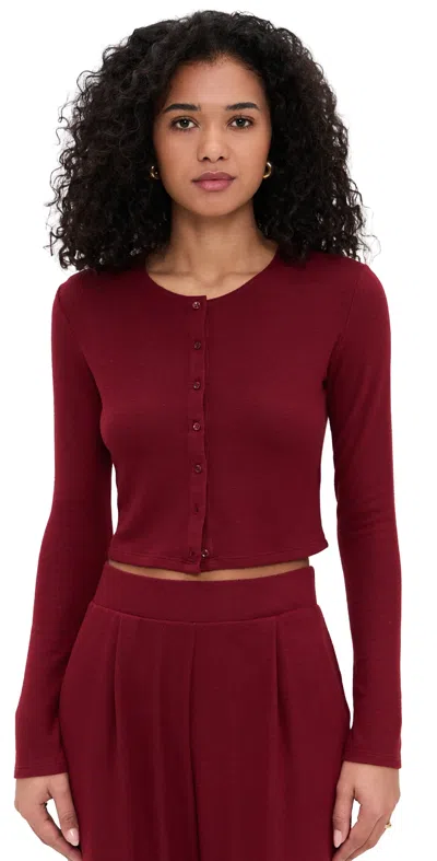 Leset Jersey Lauren Ii Cropped Cardigan In Burgundy