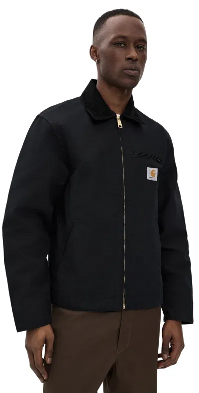 Carhartt Structured Black Cotton Jacket With Classic Collar In Black
