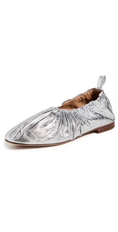Mansur Gavriel Ruched Ballerina Flats Silver In Multi