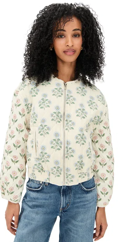 Blanknyc Block Party Jacket Color Block Floral In White
