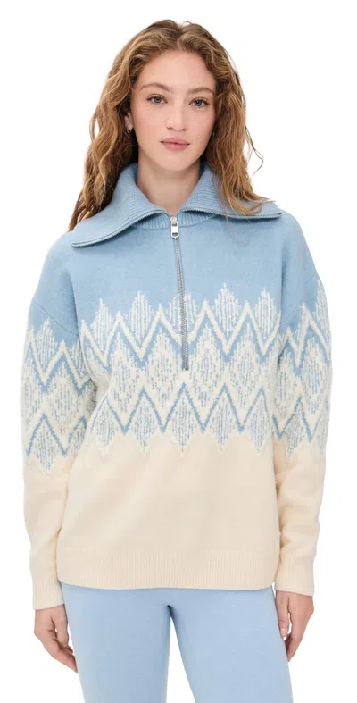 Varley Hedda Fair Isle Half Zip Pullover Ashley Blue In Blue