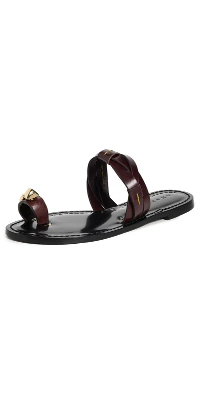 Amanu The Lagos Embellished Woven Leather Sandals In Brown