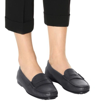 Shop Tod's City Gommino Leather Loafers In Eavy