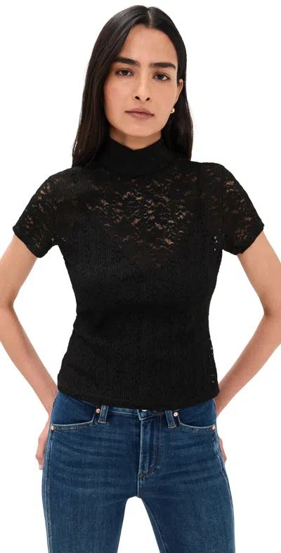 Paige Womens Black June Lace Stretch-woven Top