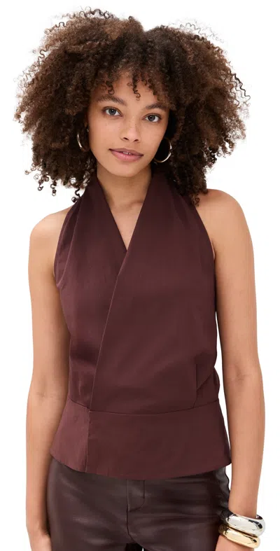 St Agni Halter Wrap Top Liqueur In Brown