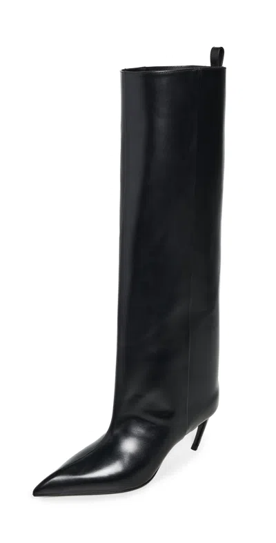 Attico 65mm Lea Heeled Leather High Boots In Black