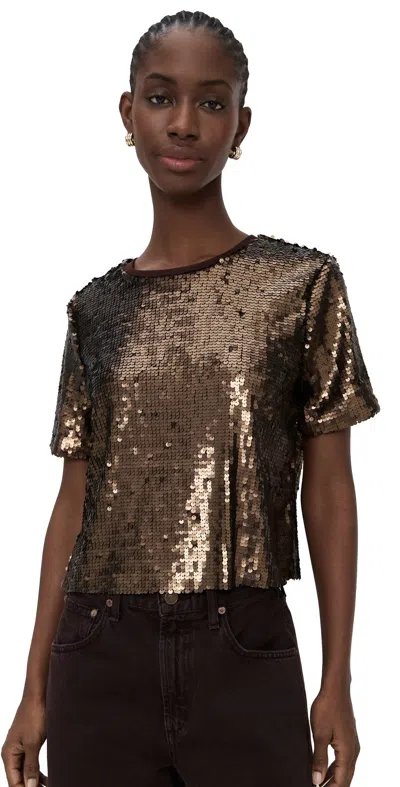 Rag & Bone Lucy Sequin Tee Coffee In Brown