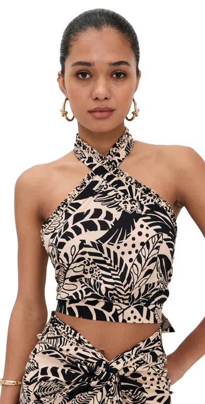 Poupette St Barth Suma Print-detail Top In Black