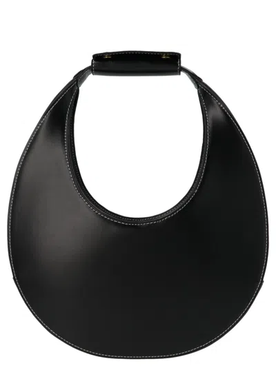 Staud Crescent Moon-shaped Mini Bag In Polished Black Leather In Black