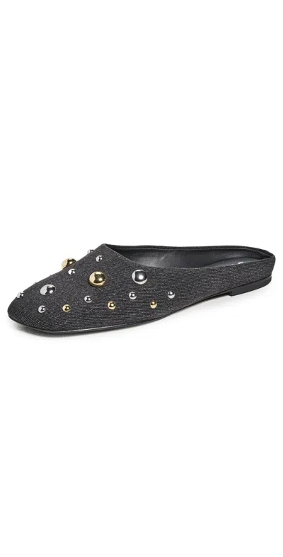 3.1 Phillip Lim Id Mule Flat With Dome Embellishment In Black