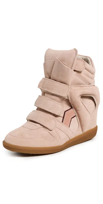 Isabel Marant Women Peach High Top Sneakers, 3.5 Luxury Sneakers For Women Darveys In Pink