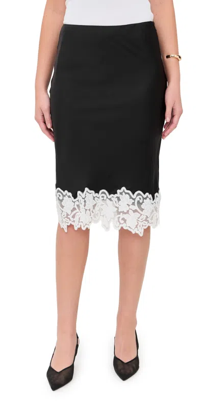Lioness Anchored Contrast Lace Hem Midi Skirt In Brown