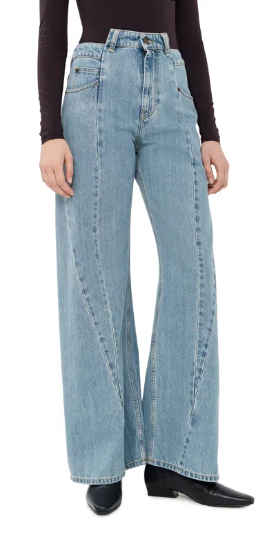 Maison Margiela High Waist Wide Leg Five Pocket Jeans In Blue