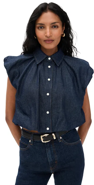 Frame The Shell Bubble-sleeve Top In Blue