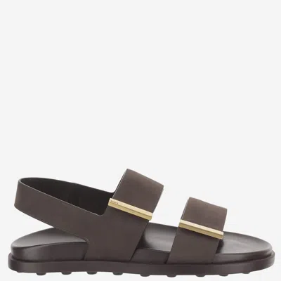 Tod's Leather Slingback Sandals Open Toe Design In Brown