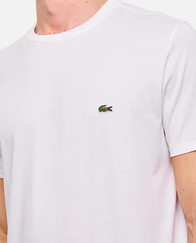 Lacoste Short Sleeve Crew Neck Pima Cotton Jersey T-shirt In White