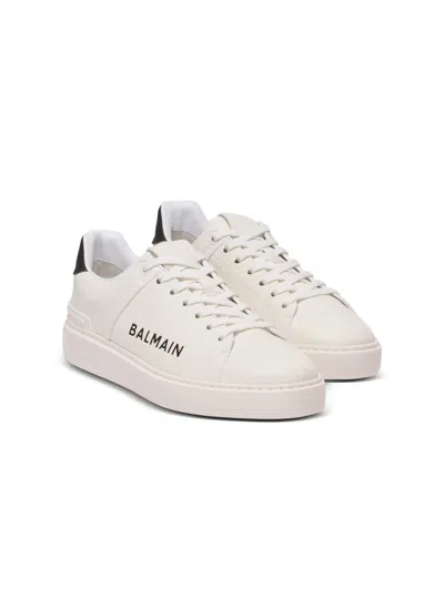 Balmain Calfskin Logo Motif Lace-up Sneakers With Black Heel Counter In Multi