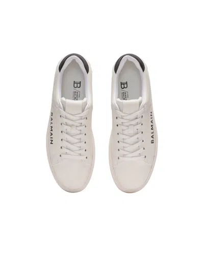 Balmain Calfskin Logo Motif Lace-up Sneakers With Black Heel Counter In Multi
