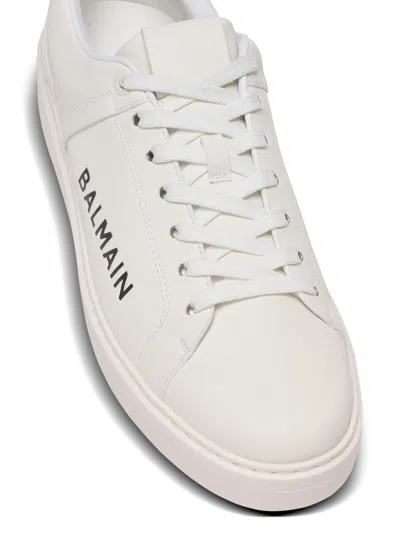 Balmain Calfskin Logo Motif Lace-up Sneakers With Black Heel Counter In Multi