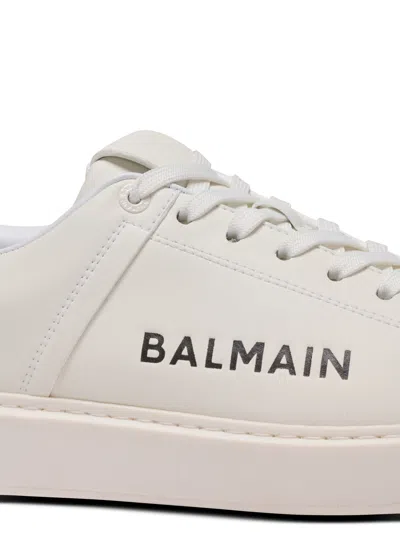 Balmain Calfskin Logo Motif Lace-up Sneakers With Black Heel Counter In Multi